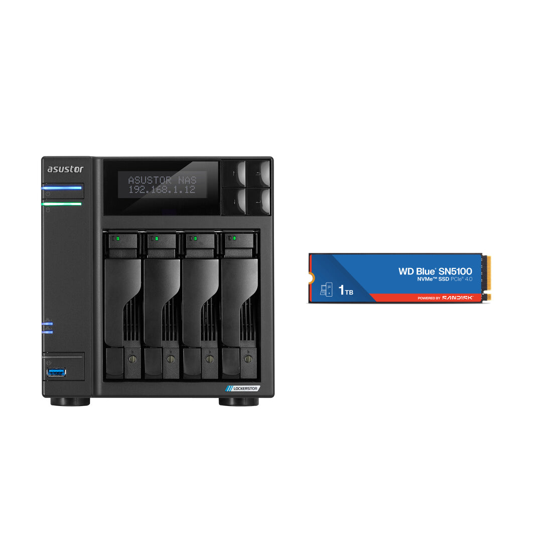 Asustor LOCKERSTOR 4 Gen 2, Medium Business 4-Bays NAS, Intel Quad-Core 2.0GHz CPU, 2.5GbE Port, 4GB DDR4 RAM, Network Attached Storage (Diskless) AS6704T