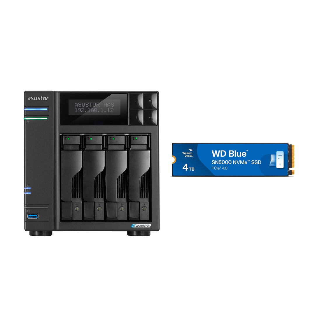 Asustor LOCKERSTOR 4 Gen 2, Medium Business 4-Bays NAS, Intel Quad-Core 2.0GHz CPU, 2.5GbE Port, 4GB DDR4 RAM, Network Attached Storage (Diskless) AS6704T
