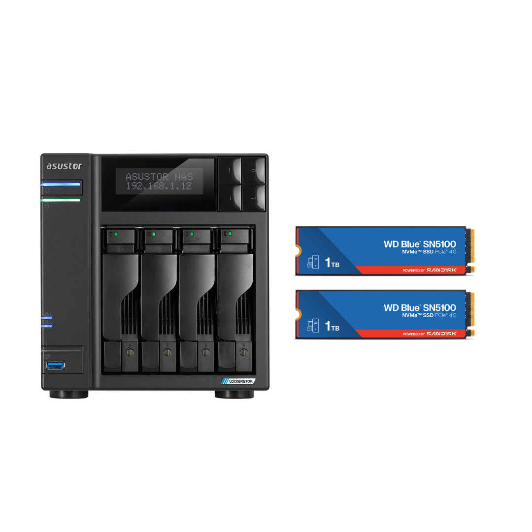 Asustor LOCKERSTOR 4 Gen 2, Medium Business 4-Bays NAS, Intel Quad-Core 2.0GHz CPU, 2.5GbE Port, 4GB DDR4 RAM, Network Attached Storage (Diskless) AS6704T