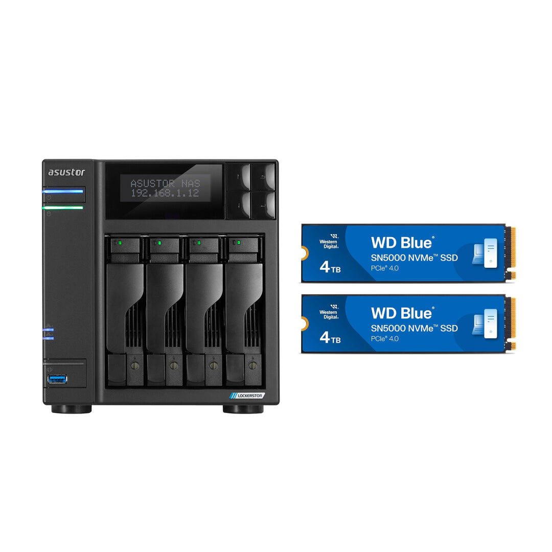 Asustor LOCKERSTOR 4 Gen 2, Medium Business 4-Bays NAS, Intel Quad-Core 2.0GHz CPU, 2.5GbE Port, 4GB DDR4 RAM, Network Attached Storage (Diskless) AS6704T