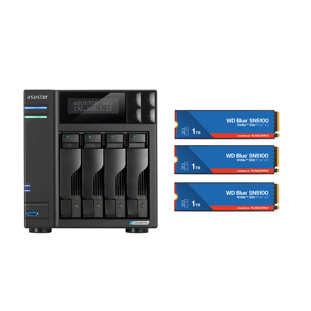 Asustor LOCKERSTOR 4 Gen 2, Medium Business 4-Bays NAS, Intel Quad-Core 2.0GHz CPU, 2.5GbE Port, 4GB DDR4 RAM, Network Attached Storage (Diskless) AS6704T