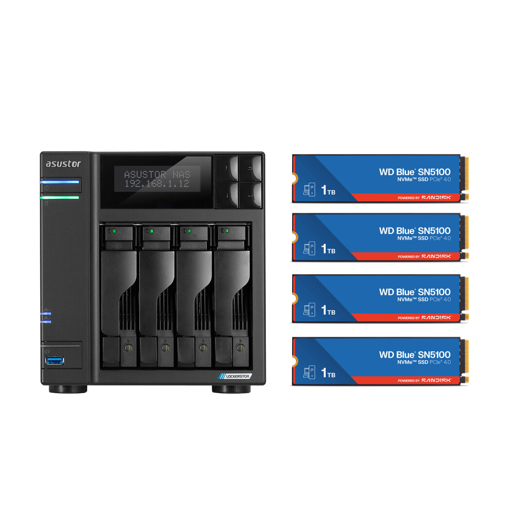 Asustor LOCKERSTOR 4 Gen 2, Medium Business 4-Bays NAS, Intel Quad-Core 2.0GHz CPU, 2.5GbE Port, 4GB DDR4 RAM, Network Attached Storage (Diskless) AS6704T