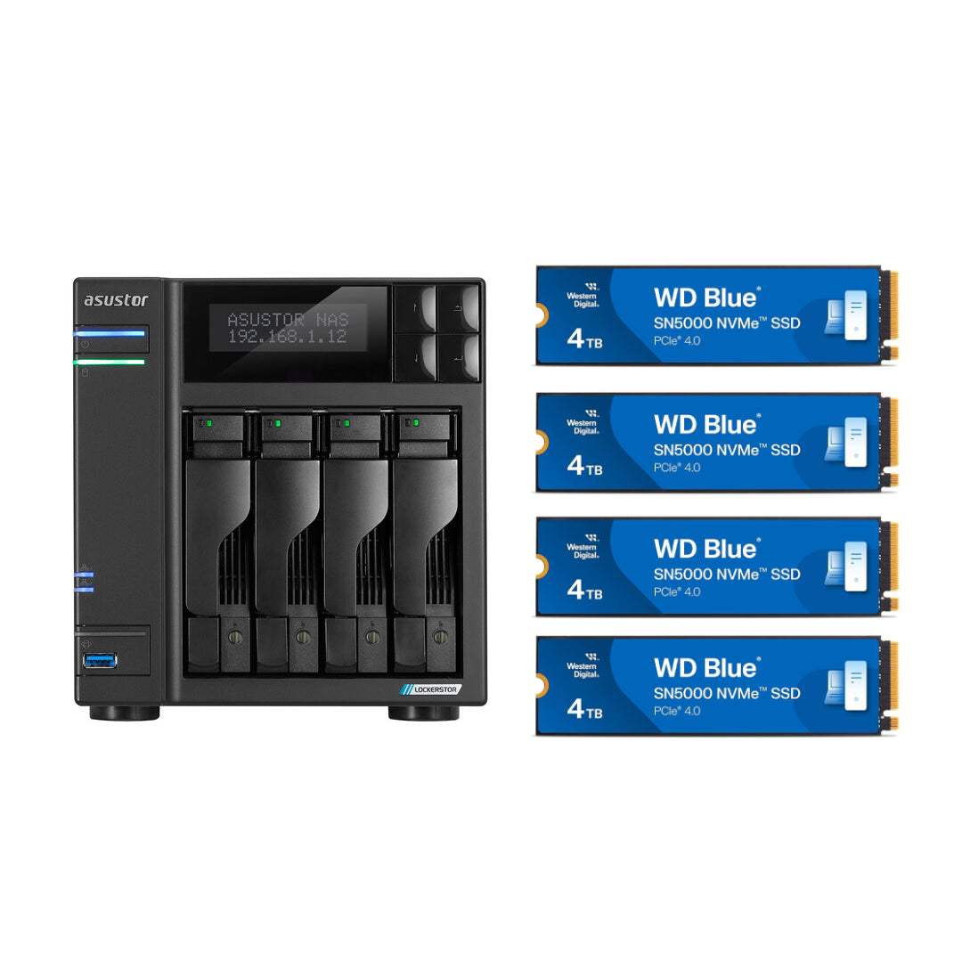 Asustor LOCKERSTOR 4 Gen 2, Medium Business 4-Bays NAS, Intel Quad-Core 2.0GHz CPU, 2.5GbE Port, 4GB DDR4 RAM, Network Attached Storage (Diskless) AS6704T