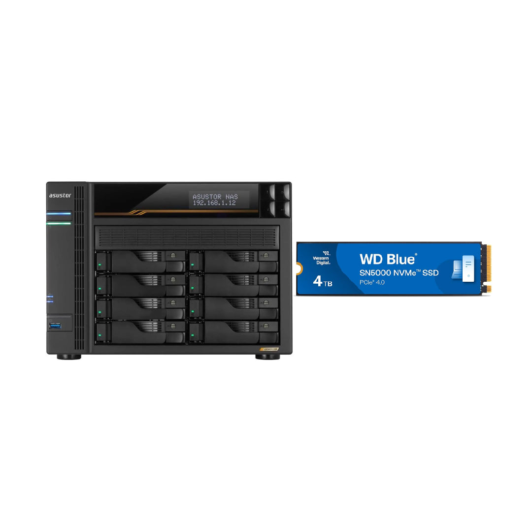 Asustor LOCKERSTOR 8 Gen 3, Medium Business 8-Bays NAS, AMD Quad-Core 2.3GHz CPU, 2.5GbE & 10GbE Ports, 16GB ECC DDR5 RAM, Network Attached Storage (Diskless) AS6808T