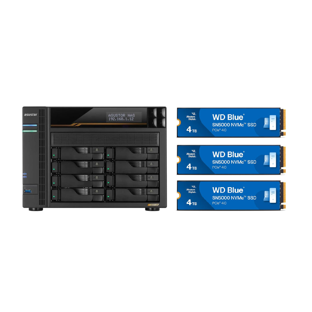 Asustor LOCKERSTOR 8 Gen 3, Medium Business 8-Bays NAS, AMD Quad-Core 2.3GHz CPU, 2.5GbE & 10GbE Ports, 16GB ECC DDR5 RAM, Network Attached Storage (Diskless) AS6808T