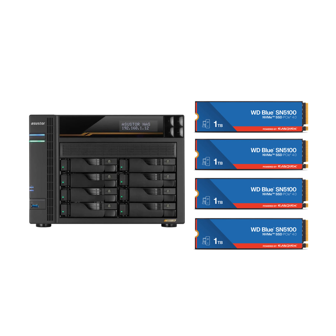 Asustor LOCKERSTOR 8 Gen 3, Medium Business 8-Bays NAS, AMD Quad-Core 2.3GHz CPU, 2.5GbE & 10GbE Ports, 16GB ECC DDR5 RAM, Network Attached Storage (Diskless) AS6808T