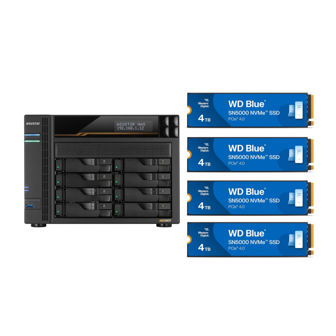 Asustor LOCKERSTOR 8 Gen 3, Medium Business 8-Bays NAS, AMD Quad-Core 2.3GHz CPU, 2.5GbE & 10GbE Ports, 16GB ECC DDR5 RAM, Network Attached Storage (Diskless) AS6808T