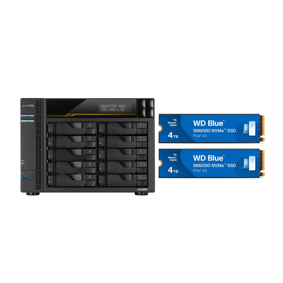 Asustor LOCKERSTOR 10 Gen 3, Medium Business 10-Bays NAS, AMD Quad-Core 2.3GHz CPU, 2.5GbE & 10GbE Ports, 16GB ECC DDR5 RAM, Network Attached Storage (Diskless) AS6810T