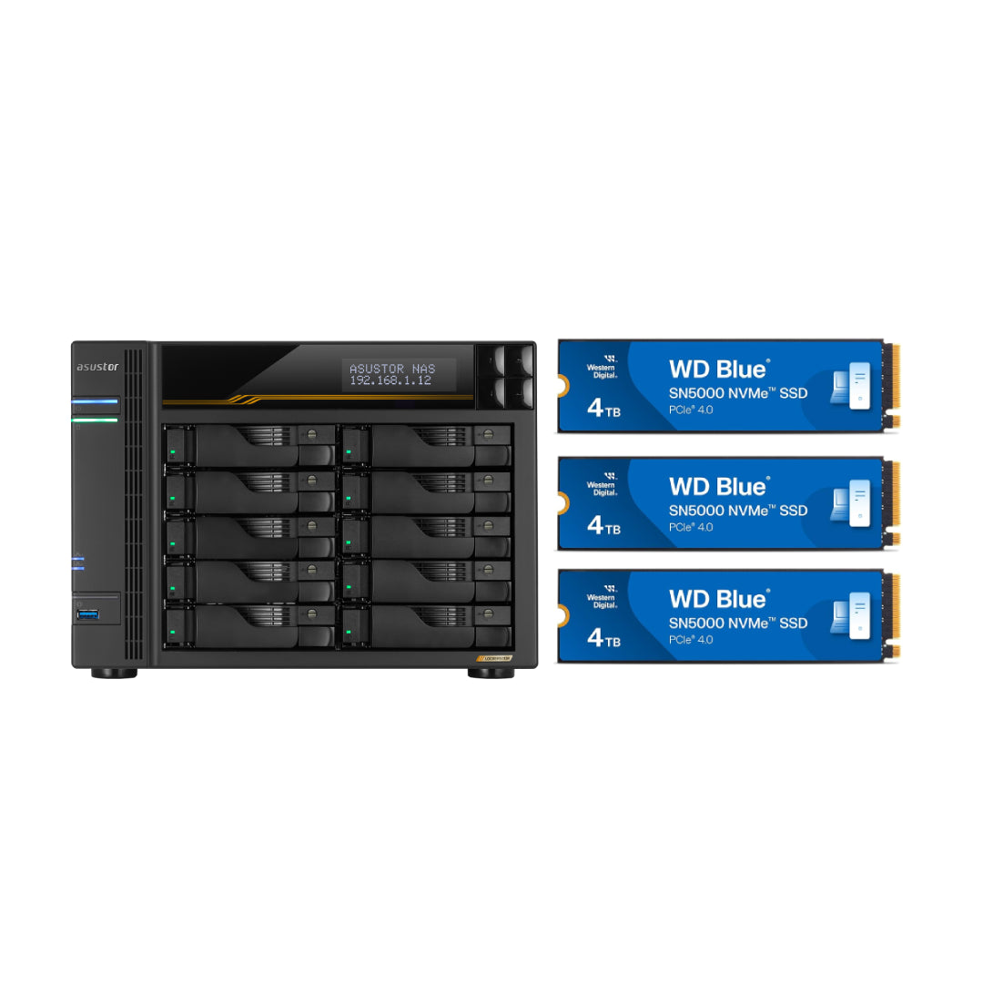Asustor LOCKERSTOR 10 Gen 3, Medium Business 10-Bays NAS, AMD Quad-Core 2.3GHz CPU, 2.5GbE & 10GbE Ports, 16GB ECC DDR5 RAM, Network Attached Storage (Diskless) AS6810T