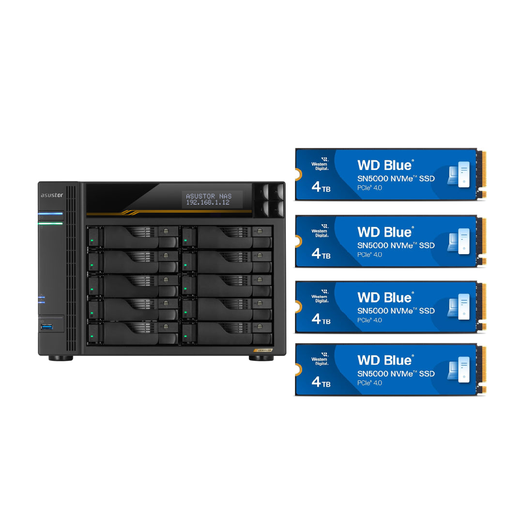 Asustor LOCKERSTOR 10 Gen 3, Medium Business 10-Bays NAS, AMD Quad-Core 2.3GHz CPU, 2.5GbE & 10GbE Ports, 16GB ECC DDR5 RAM, Network Attached Storage (Diskless) AS6810T