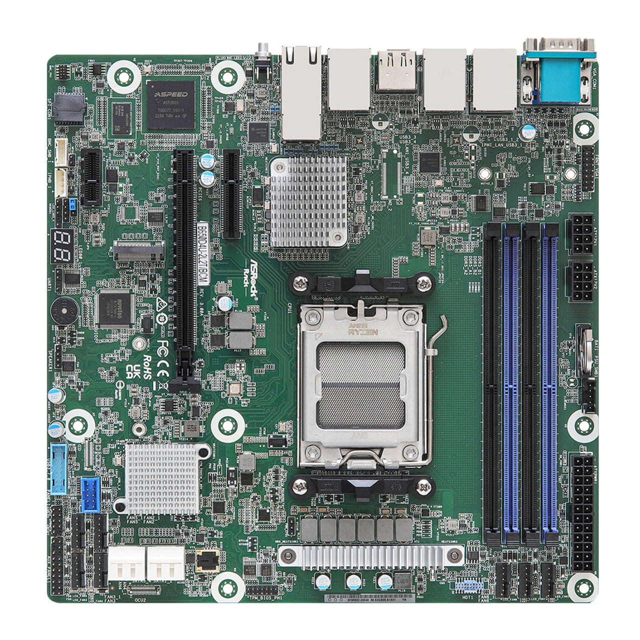 ASRock Rack B650D4U-2L2T/BCM HDMi, 32GB, 4 SATA 6Gb/s, DDR5, AM5 AMD Ryzen 7000 Micro ATX Server Motherboard