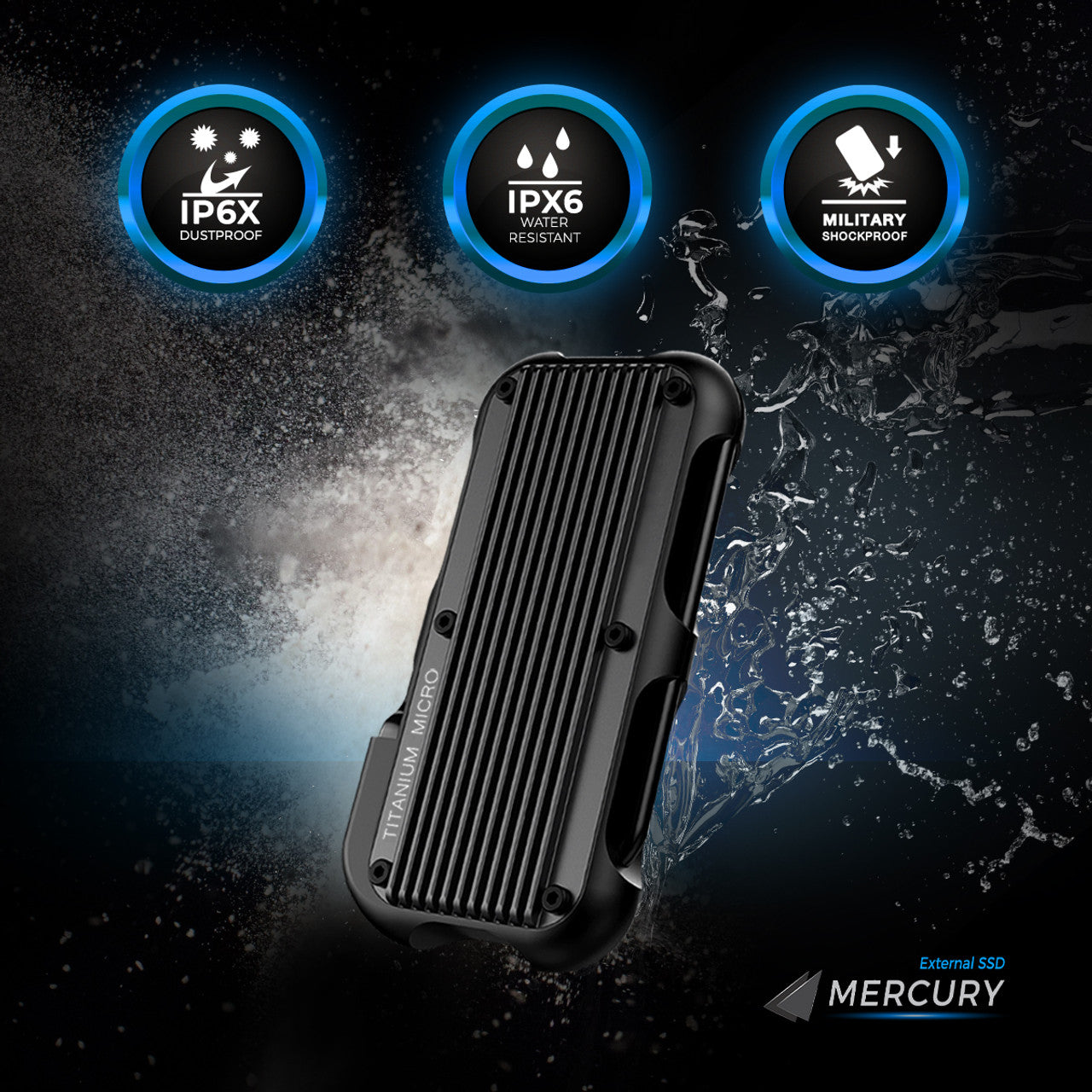 Titanium Micro Mercury 500GB External SSD Up to 1000MB/S NVMe USB 3.1 IP66 for PC Mac Android and Game Console