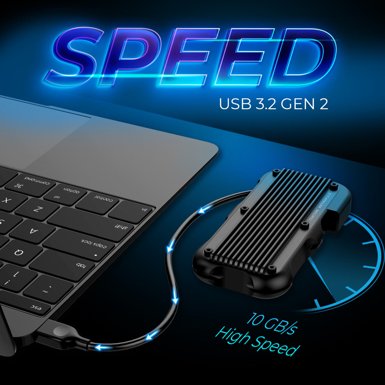 Titanium Micro Mercury 2TB External SSD Up to 1000MB/S NVMe USB 3.1 IP66 for PC Mac Android and Game Console