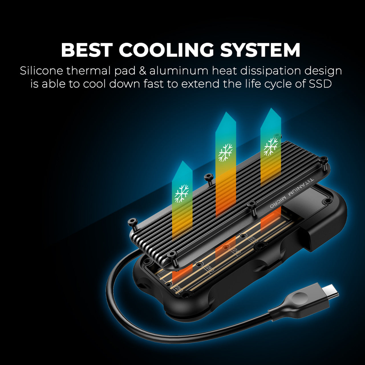 Titanium Micro Mercury 2TB External SSD Up to 1000MB/S NVMe USB 3.1 IP66 for PC Mac Android and Game Console