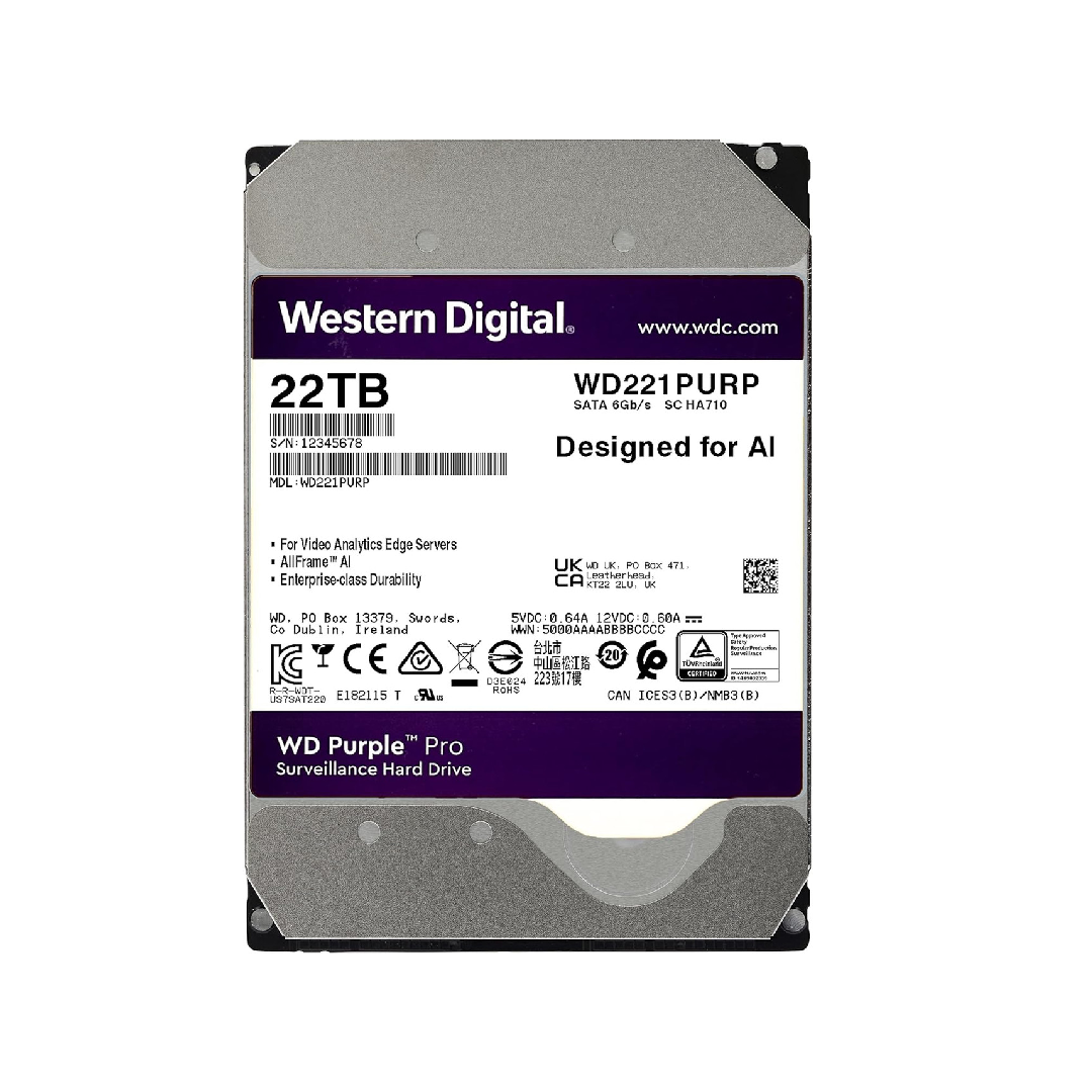 WD 22TB WD Purple Pro Surveillance Internal Hard Drive - WD221PURP