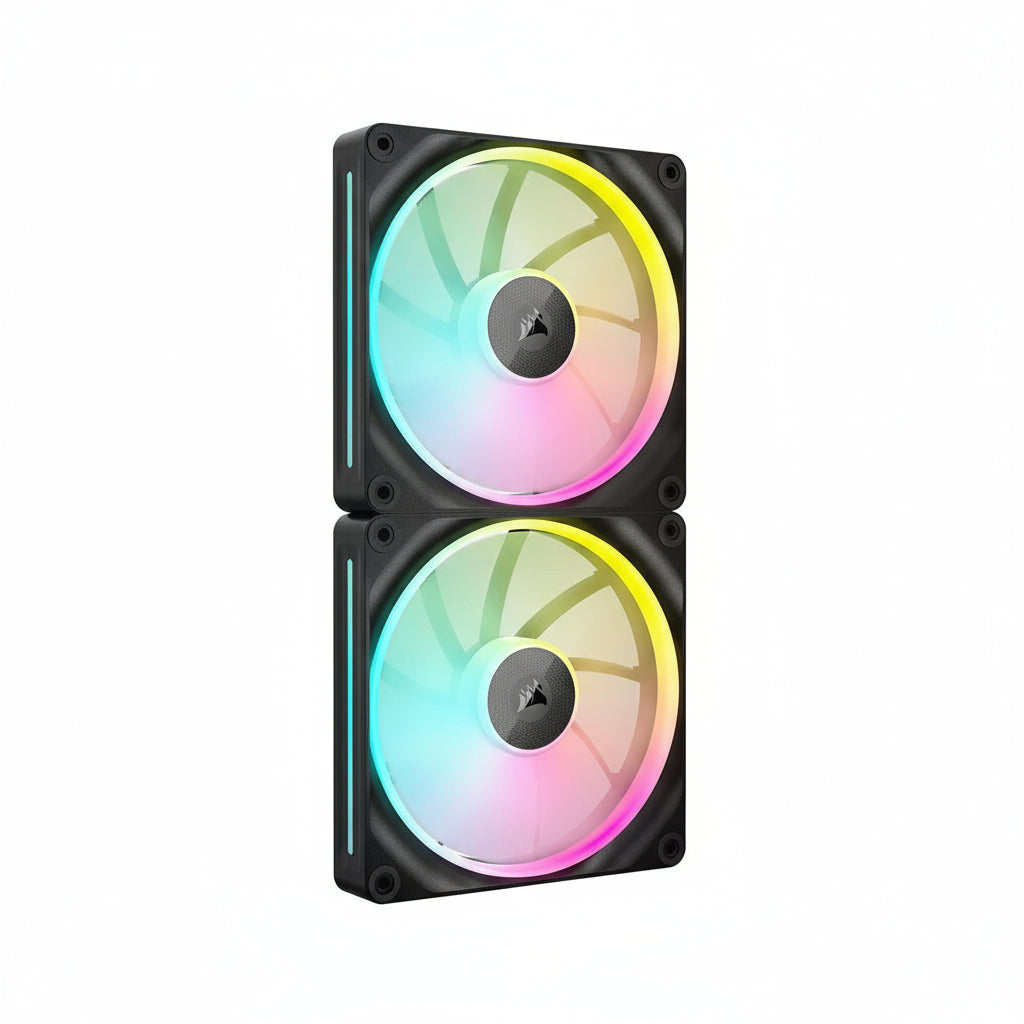Two RGB cooling fans with a white background