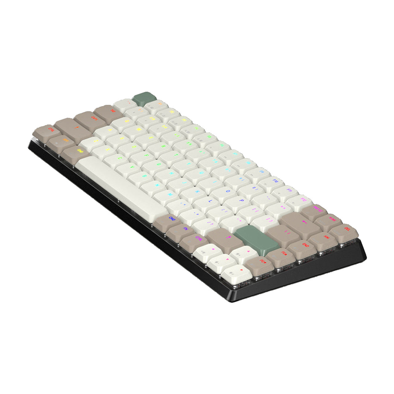 Azio Cascade Low Profile/Slim Wireless Backlit Mechanical Keyboard, Space Gray Base, Beige KC - Forest Light CSG20301