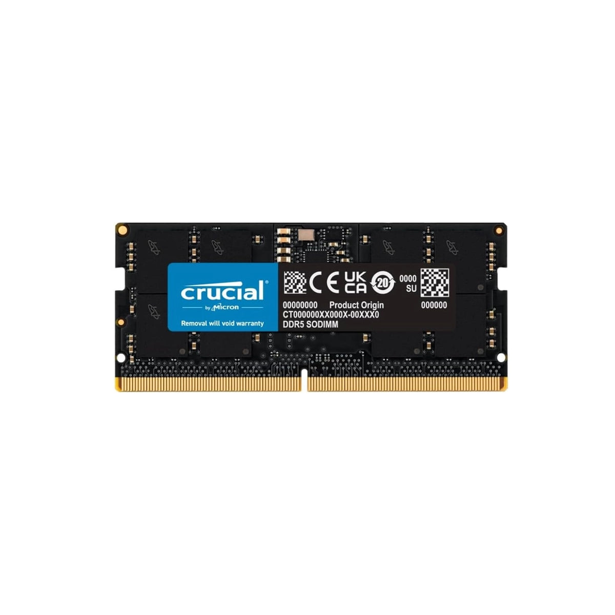 A Crucial DCPR SOCIOMM3 16GB DDR4 RAM module with a black PCB, gold-plated gold contacts, and a blue brand label, shown on a plain white background.