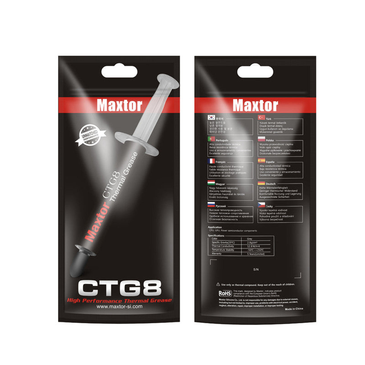 Maxtor Thermal Paste (2g) 12.8W/mk High-Performance Compound, for CPUs, Consoles, Graphics Cards CTG8D-2g