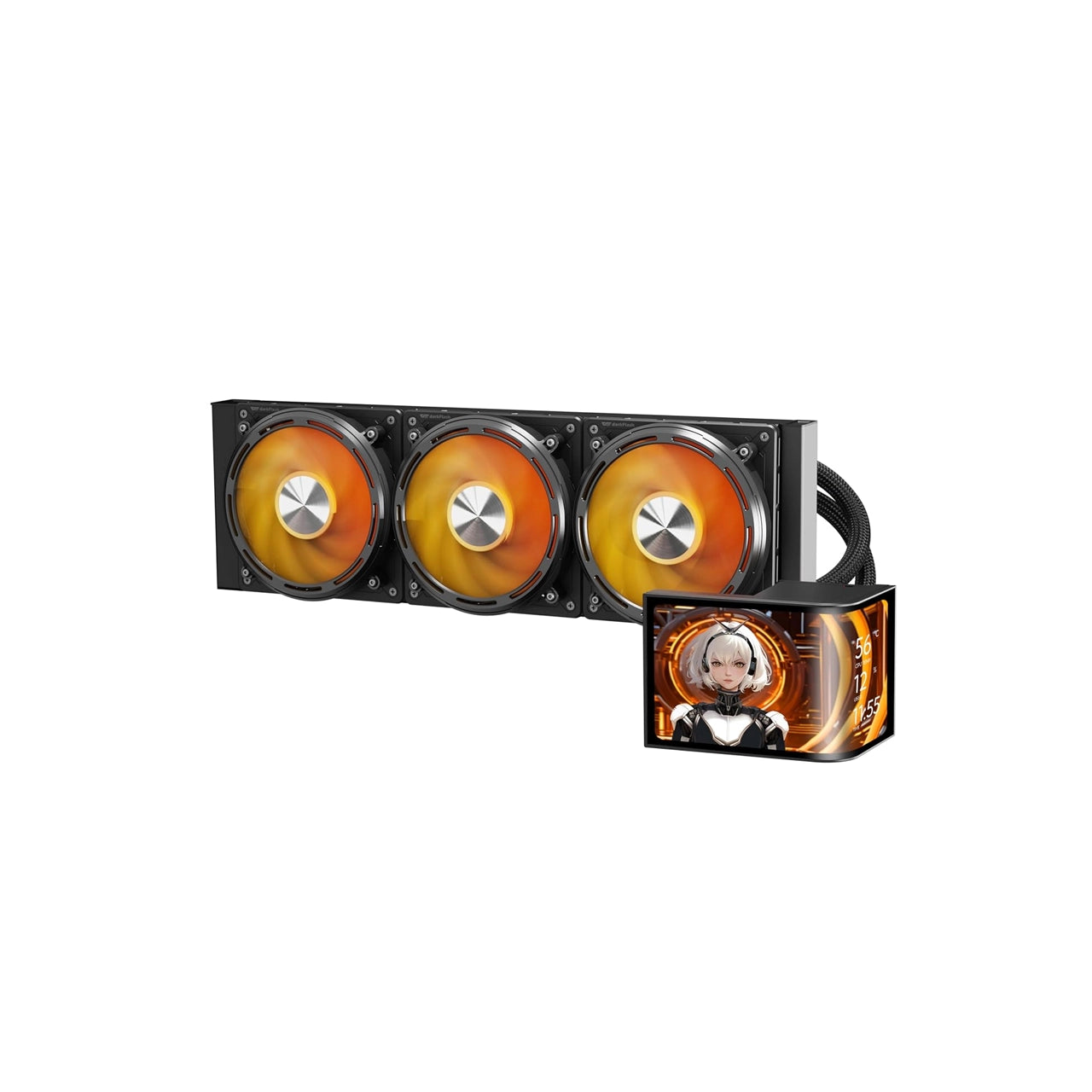 darkFlash UV360 360mm AIO Liquid CPU Cooler | 6.67" Curved 2K OLED Display | 3 x 120mm ARGB PWM Fans | Intel LGA 1851/1700/1200/115X | AMD AM5/AM4/AM3 | Black | DF-UV360-BK