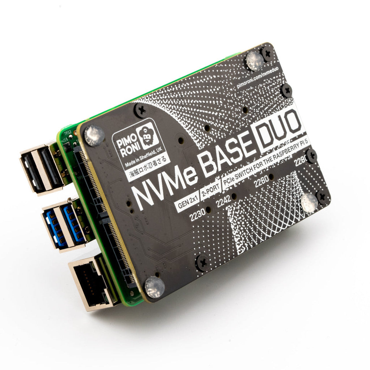 Pimoroni NVMe Base Duo for Raspberry Pi 5 M.2 HAT PCIe Extension Board (M.2 2230 to 2280 Supported) PIM704