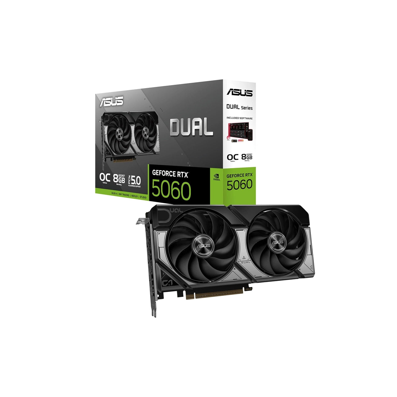 ASUS Dual GeForce RTX 5060 OC 8GB Graphics Card | NVIDIA GeForce RTX 5060 | 8GB GDDR7 | PCIe 5.0 | DLSS 4 | HDMI 2.1b + DisplayPort 2.1b | DUAL-RTX5060-O8G