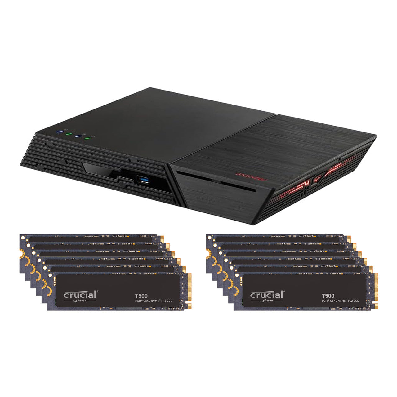 Asustor Flashstor 12 Pro FS6712X ,12 Bay All-SDD NAS Storage NAS, Quad-Core 2.0GHz, 10GbE Port, 4GB RAM DDR4, Network Attached Storage with 12 x 2TB Gaming NVMe SSD