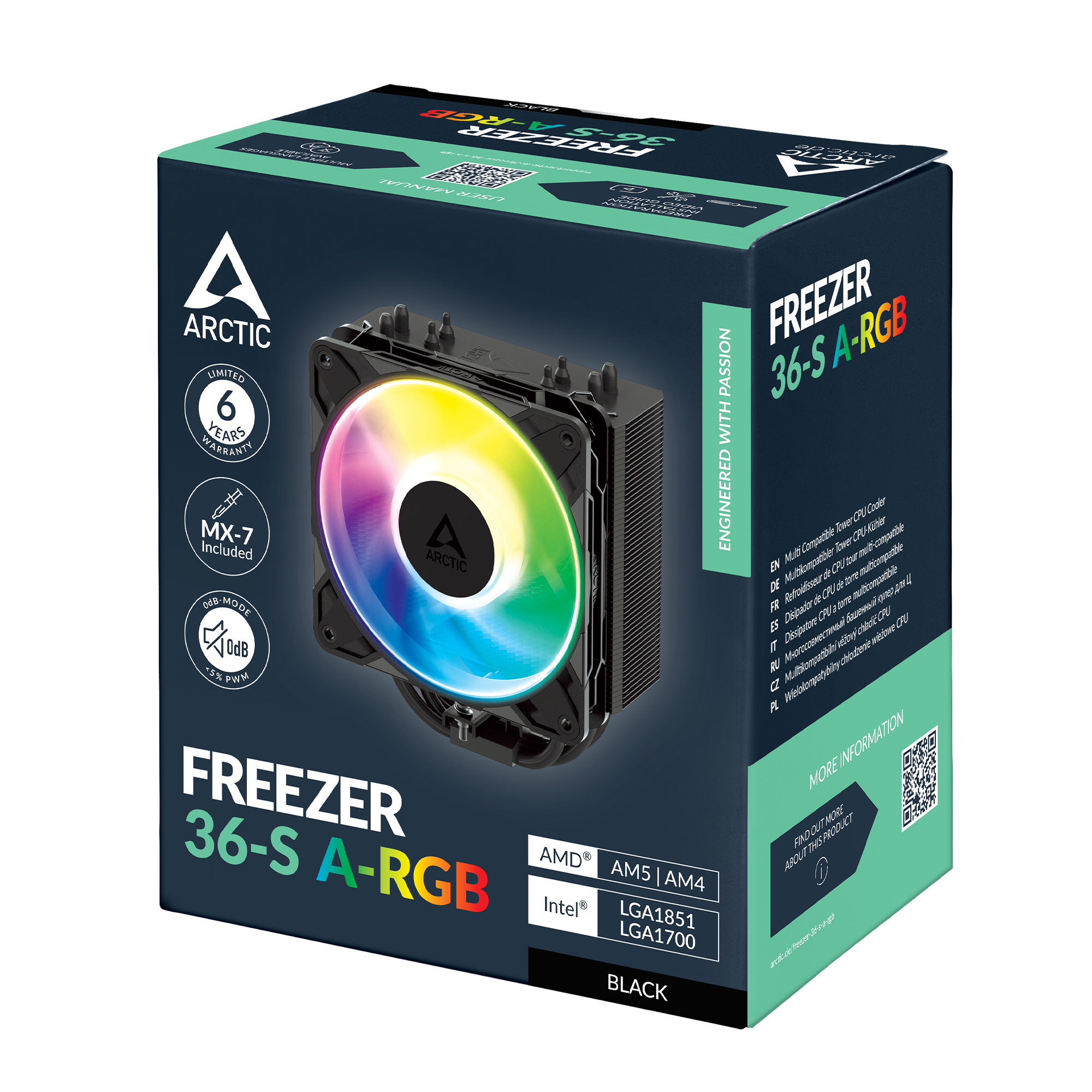 ARCTIC Freezer 36-S A-RGB Tower CPU Cooler | Multi Compatible | Black/White