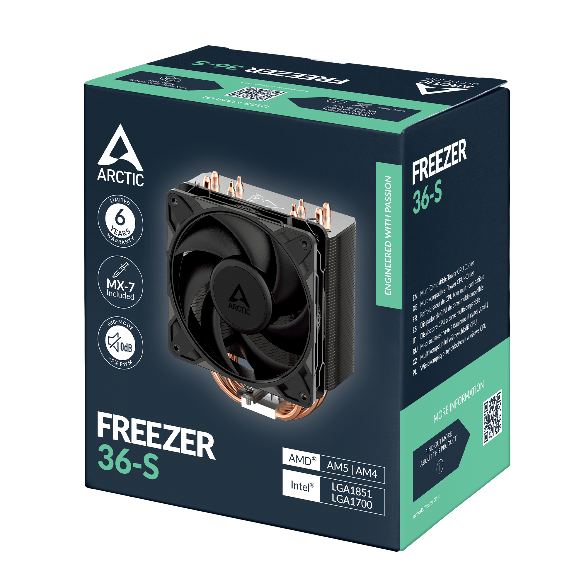 ARCTIC Freezer 36-S Tower CPU Cooler | Multi Compatible | Black-Gray/Black-Black