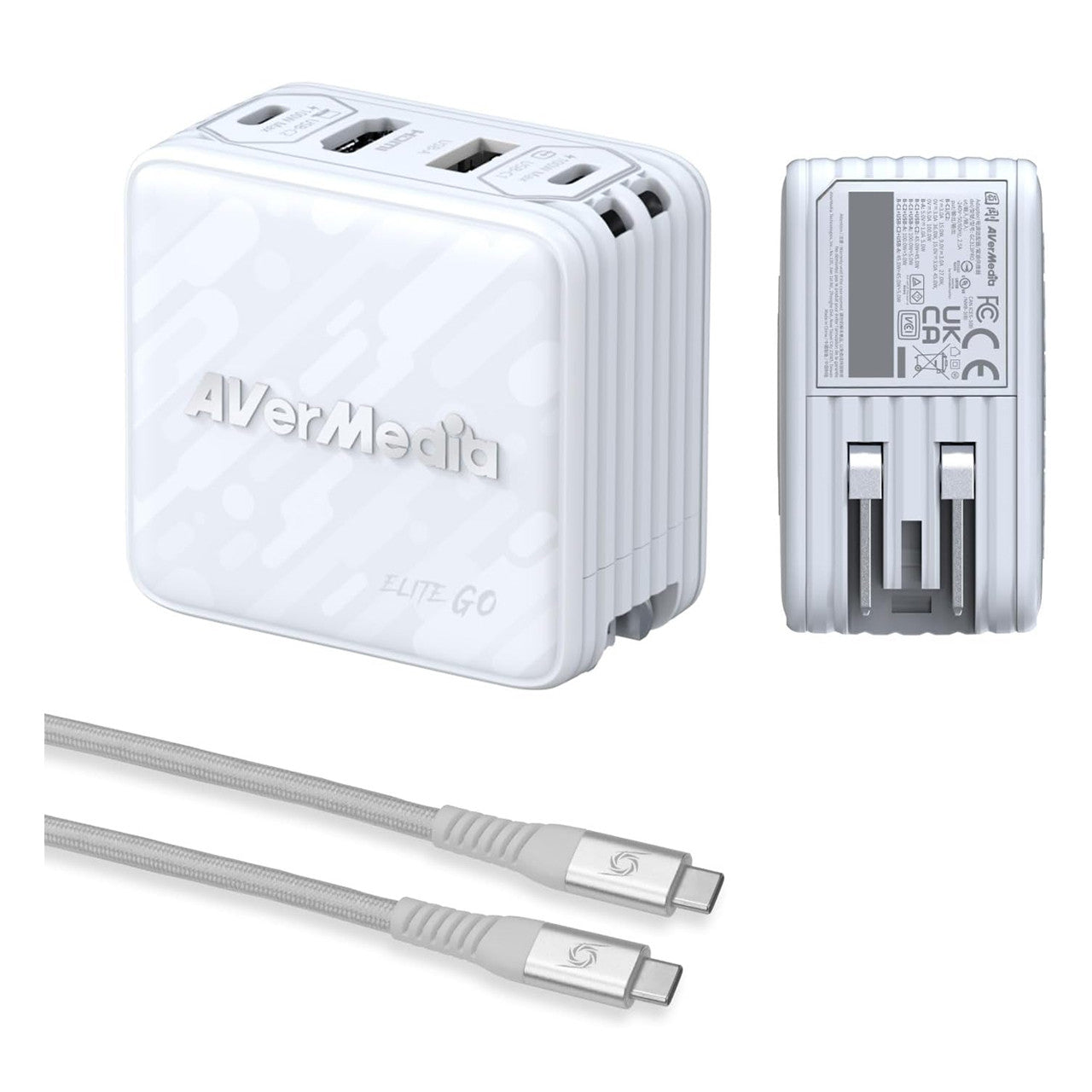 AverMedia Elite Go Capture Card for Streaming Portable Charger Fast Charging USB C, TV Docking Station Compatible w/ iPhone, iPad, Laptop (WHITE) GC313ProWHITE