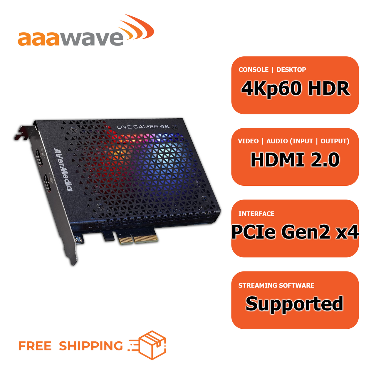 AVerMedia Live Gamer 4K - 4Kp60 HDR Capture Card, Ultra-Low Latency for Broadcasting and Recording (GC573)