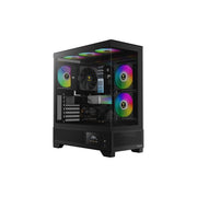 GAMDIAS ATLAS M1 A-RGB Mid-Tower Gaming PC Case | ATX | 3 x 120mm A-RGB PWM Fans | Seamless Tempered Glass | Black | GD-Atlas M1 Black