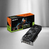 Gigabyte GeForce RTX 5070 graphics card and packaging on a gray background