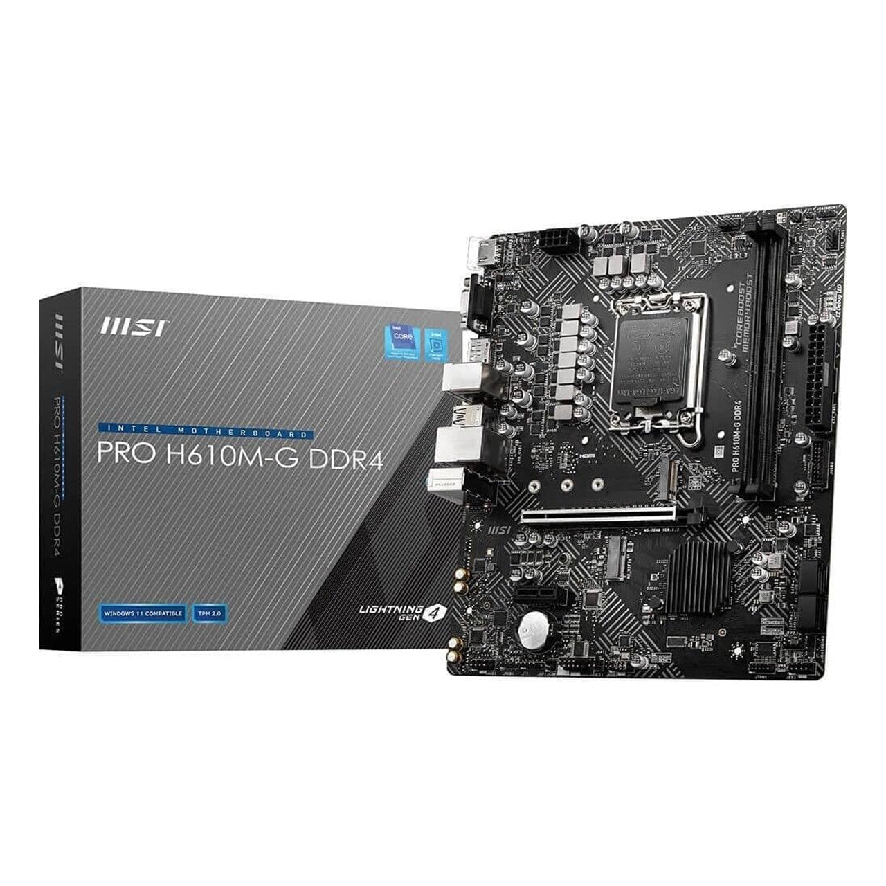 MSI Motherboard (12th/13th/14th Gen Intel Core, LGA 1700 Socket, DDR4, PCIe 4, SATA 6Gb/s, mATX) PRO H610M-G DDR4