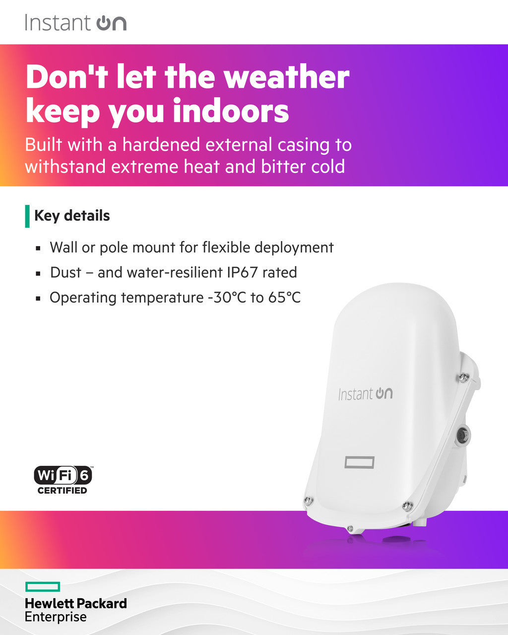 HPE Networking Instant On Access Point AP27 2x2 WiFi 6 Outdoor Wireless Access Point (5 Pack) | Power Source Not Included | US Model (S1T36A-5PACK)