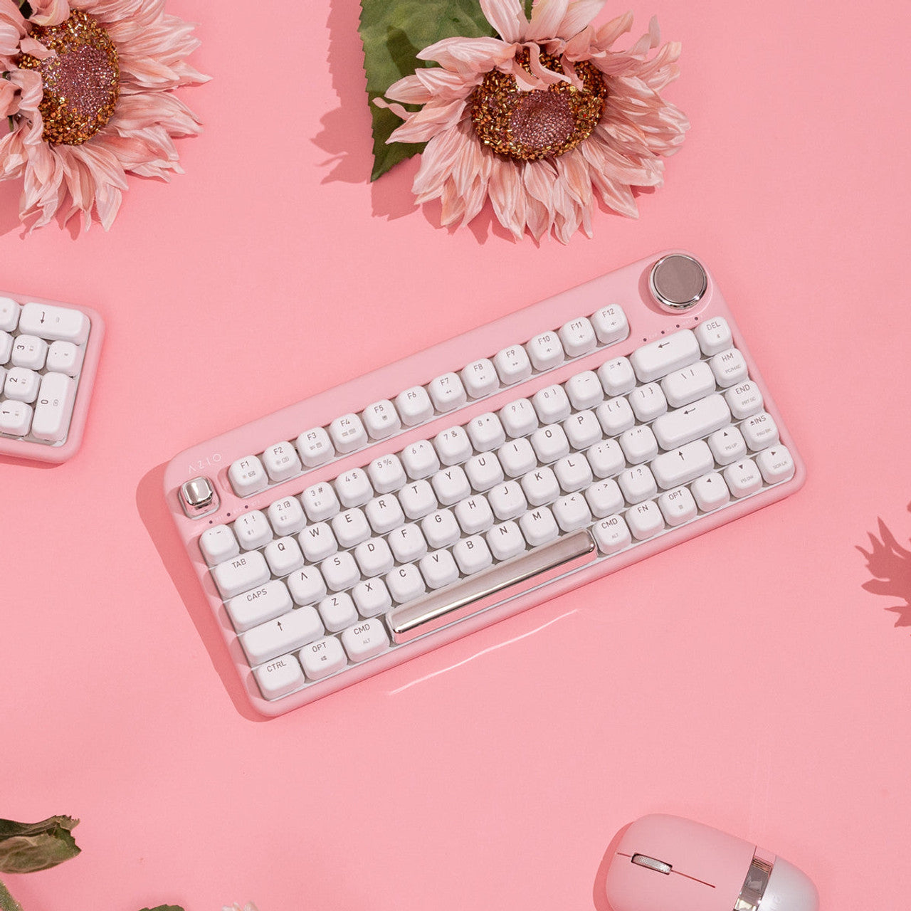 AZIO IK408 IZO Wireless Mechanical Keyboard with Red Switches in Pink Blossom