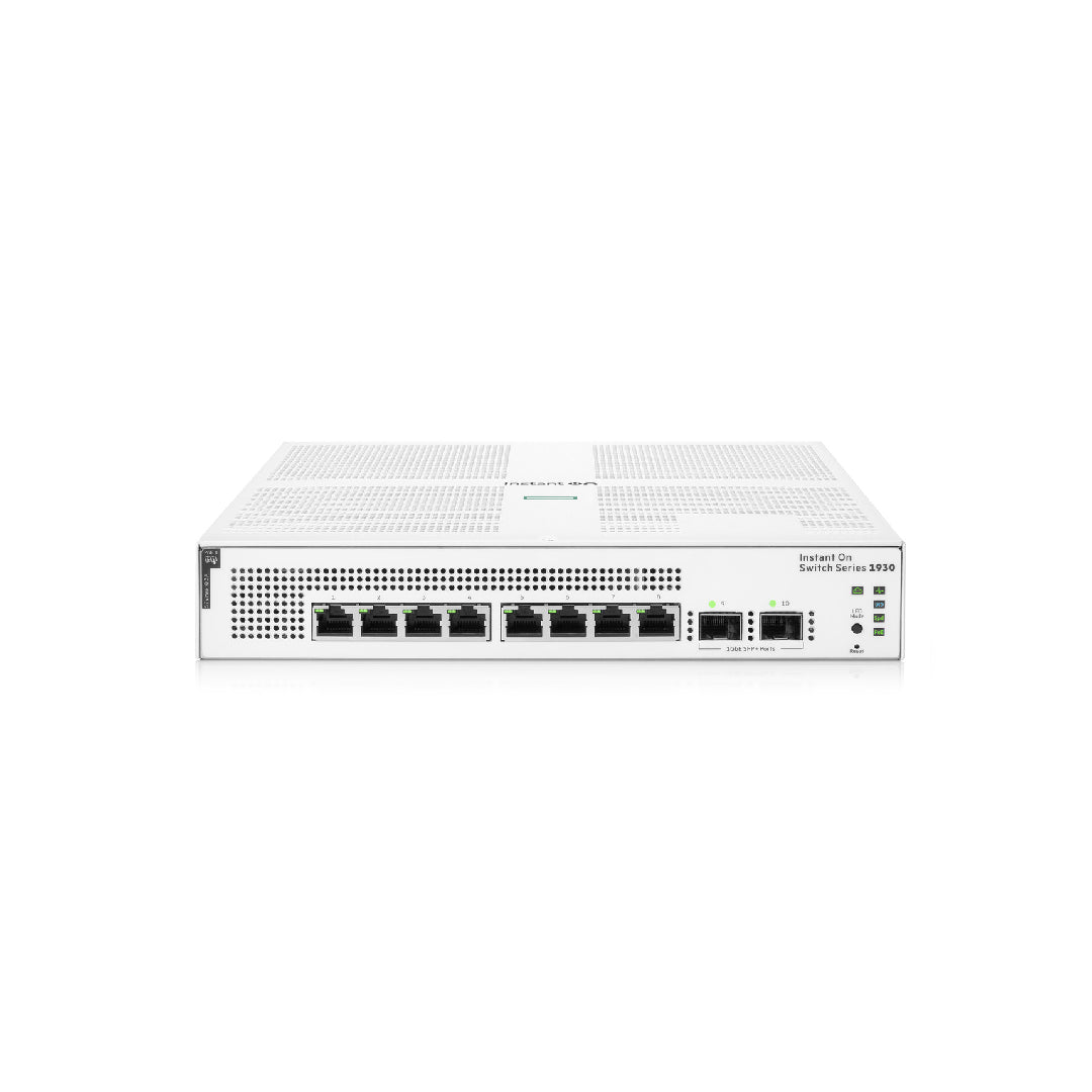HPE Networking Instant On 1930 8-Port PoE Gb Ethernet 8xGE PoE (124W), 2X 1G SFP, L2+ Smart Switch International Cord | JL681A#AC3