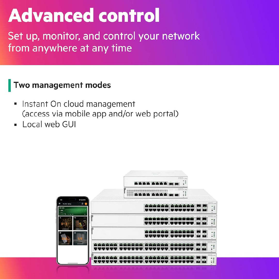 HPE Networking Instant On 1930 24-Port Gb Ethernet 24xGE, 4X 1G, 10G SFP+, L2+ Smart Switch US Cord | JL682A#ABA