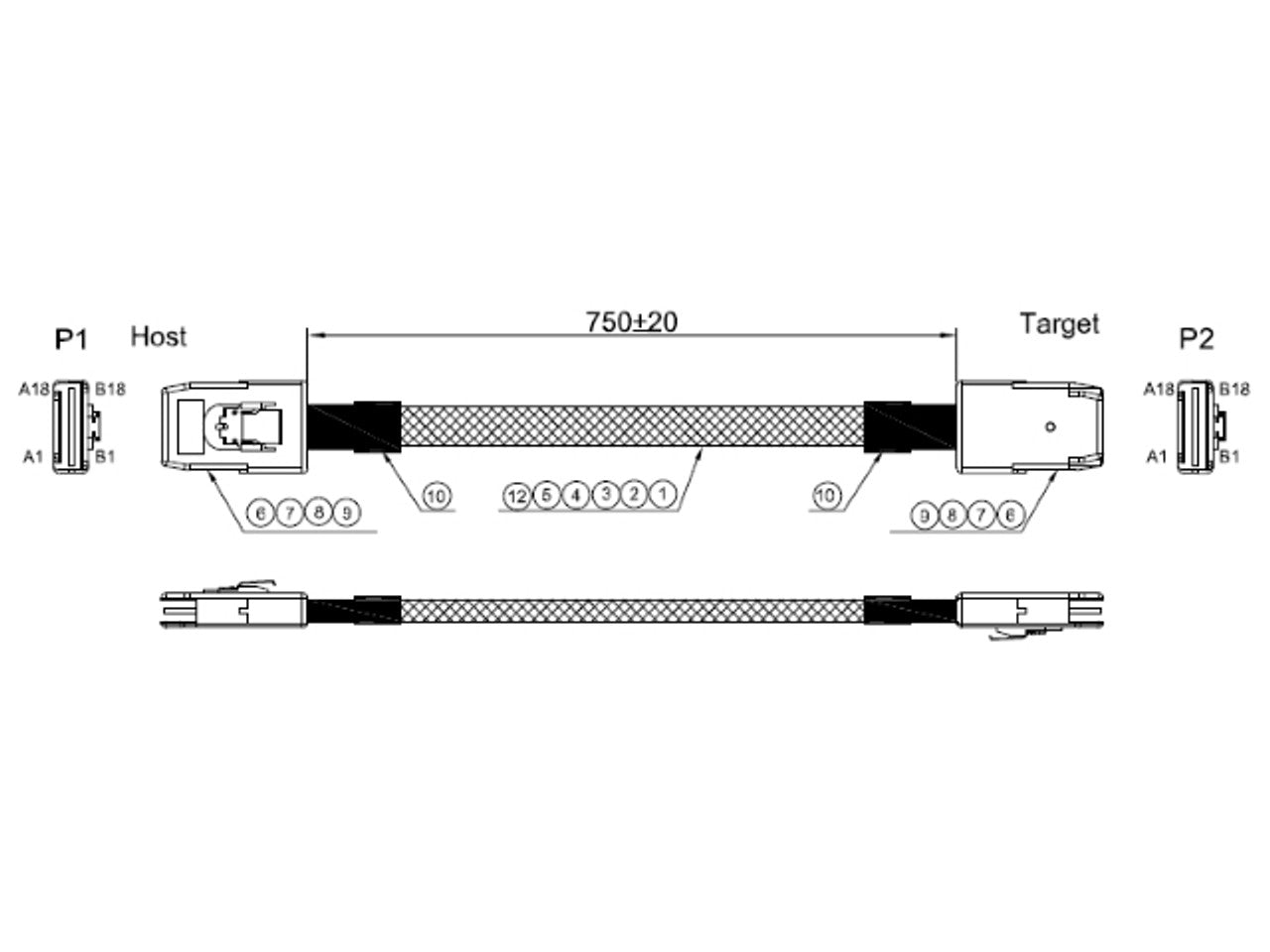iStarUSA miniSAS SFF-8087 75 cm Cable K-SF87-75