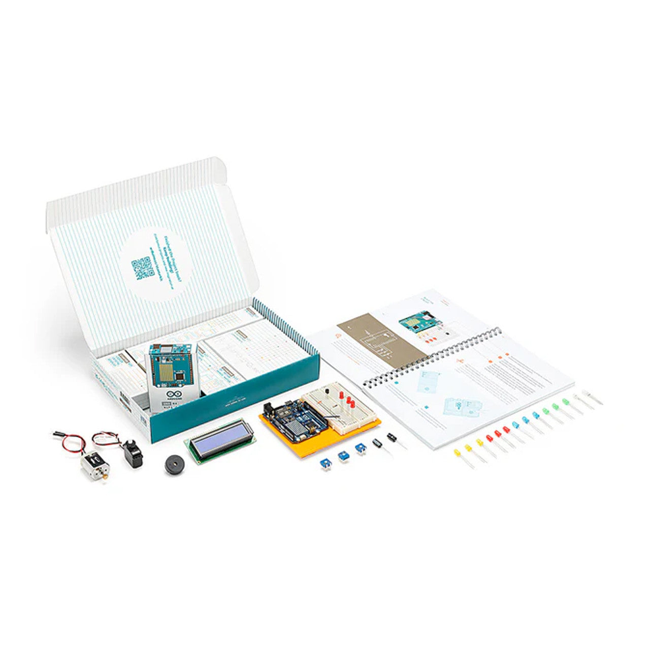 The Arduino Starter Kit R4 is designed for beginners to learn electronics and coding step by step.
