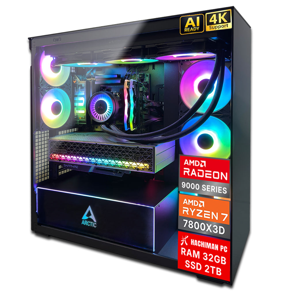 Hachiman PC Kori Gaming PC, AMD Ryzen 7 7800X3D, Radeon RX 9070XT 16GB, 32GB DDR5 6000MHz RGB, 2TB Gen4 NVMe SSD, 360 A-RGB AIO, Wi-Fi 6, Windows 11 Home, Desktop Computer