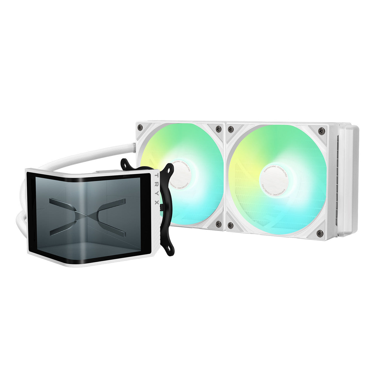 Features a rotatable MOLED curved 3D screen with real-time system monitoring and customizable animations for a visually striking white-themed build.