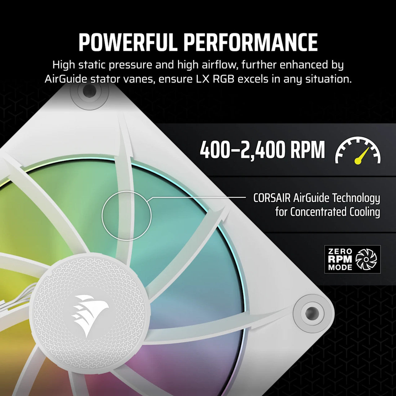 Corsair iCUE Link LX120 RGB PWM | 120 mm | 2400 rpm | 4-Pin Case Fans Starter Kit (Triple Pack) - White CO-9051030-WW