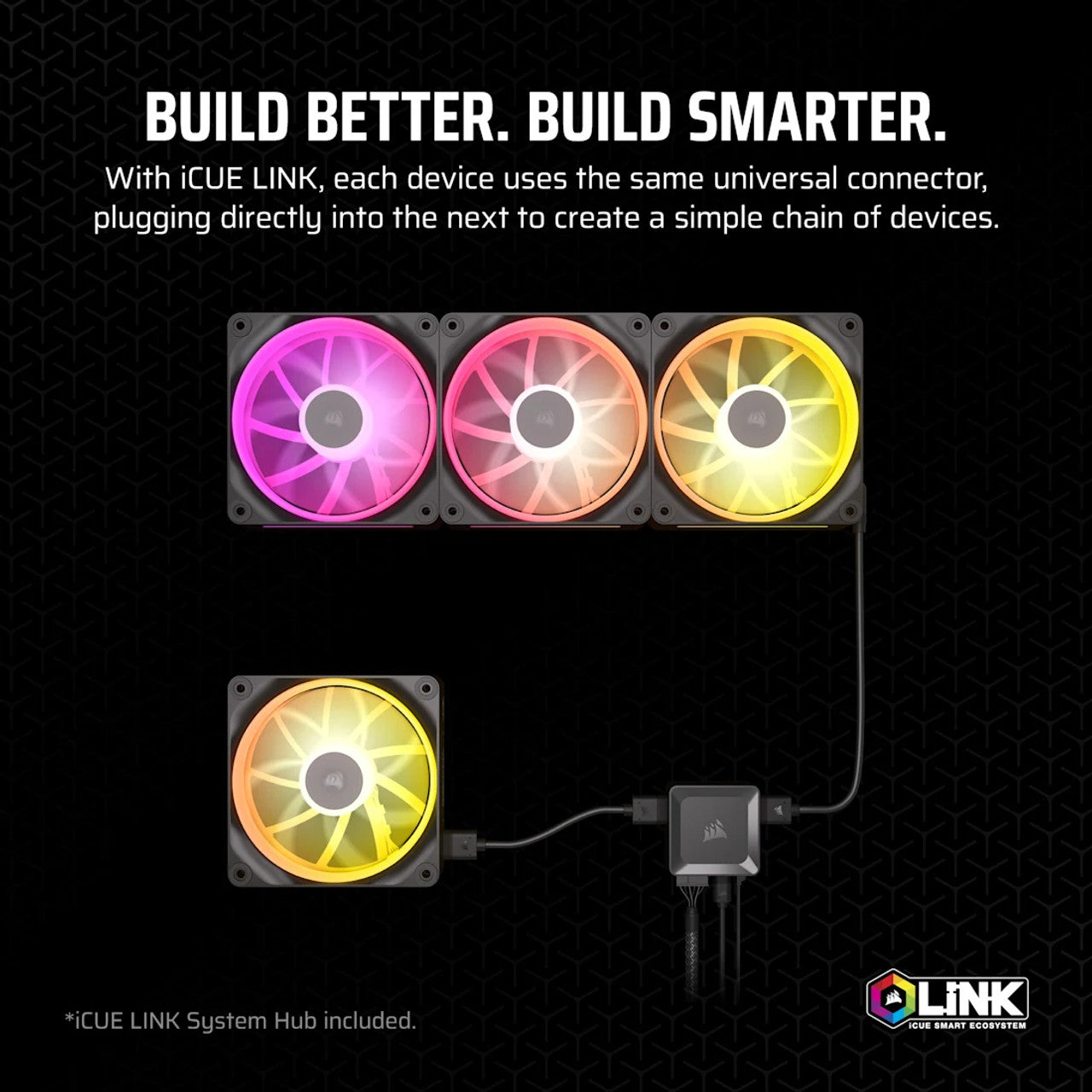 Corsair iCUE LINK LX140 RGB Case Fans Starter Kit - Dual Pack Black - CO-9051028-WW
