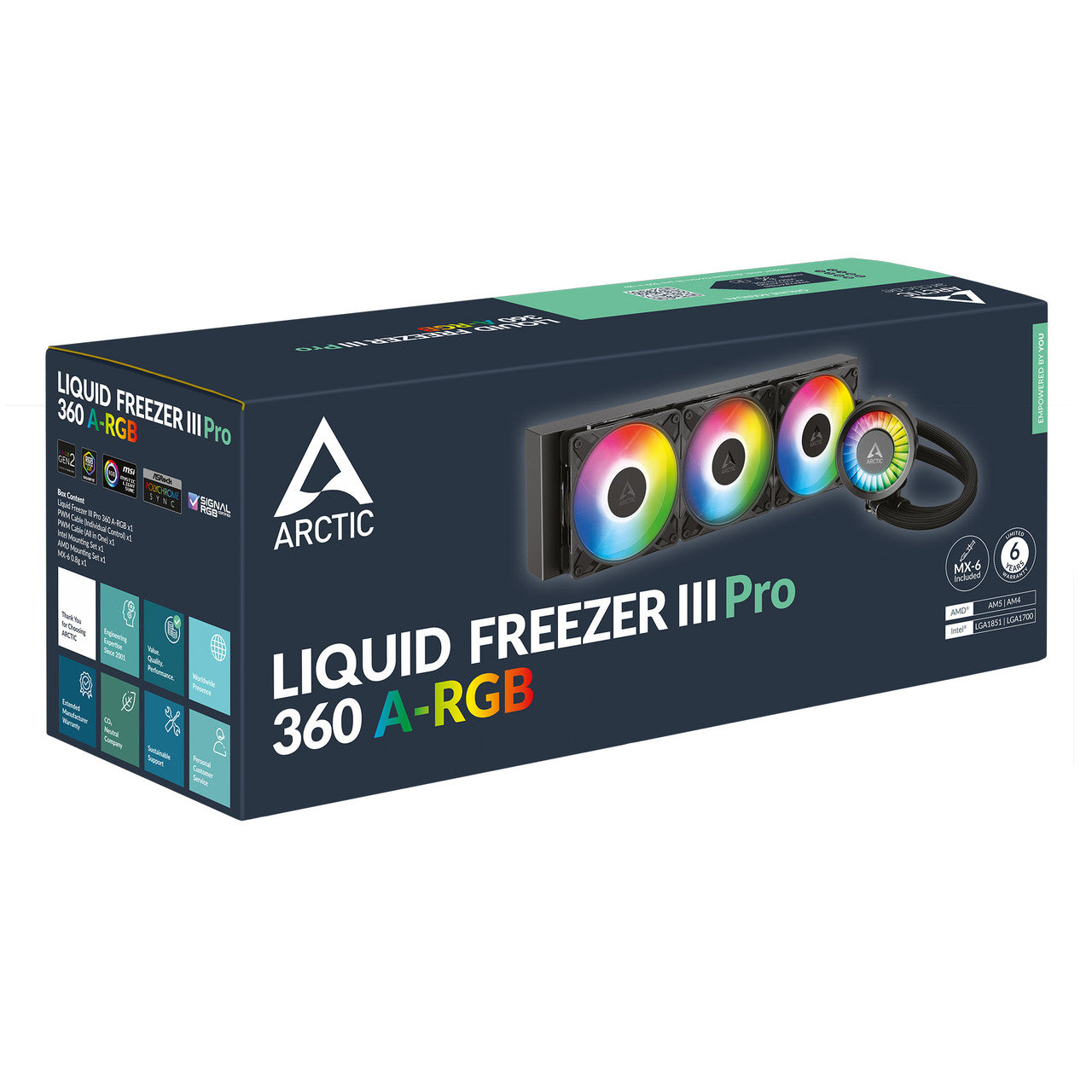 ARCTIC Liquid Freezer III Pro 360 A-RGB AIO CPU Cooler, Water Cooling 38 mm Radiator, AMD AM5/AM4, Intel LGA1851/1700 (Black) ACFRE00184A