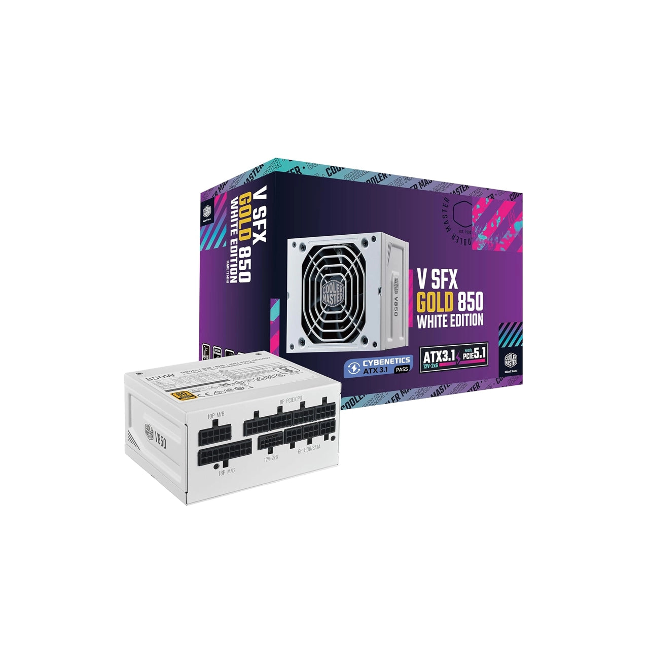 Cooler Master V850 SFX Gold 850W Power Supply | Fully Modular | ATX 3.1 & PCIe 5.1 Ready | 80 Plus Gold | Black/White