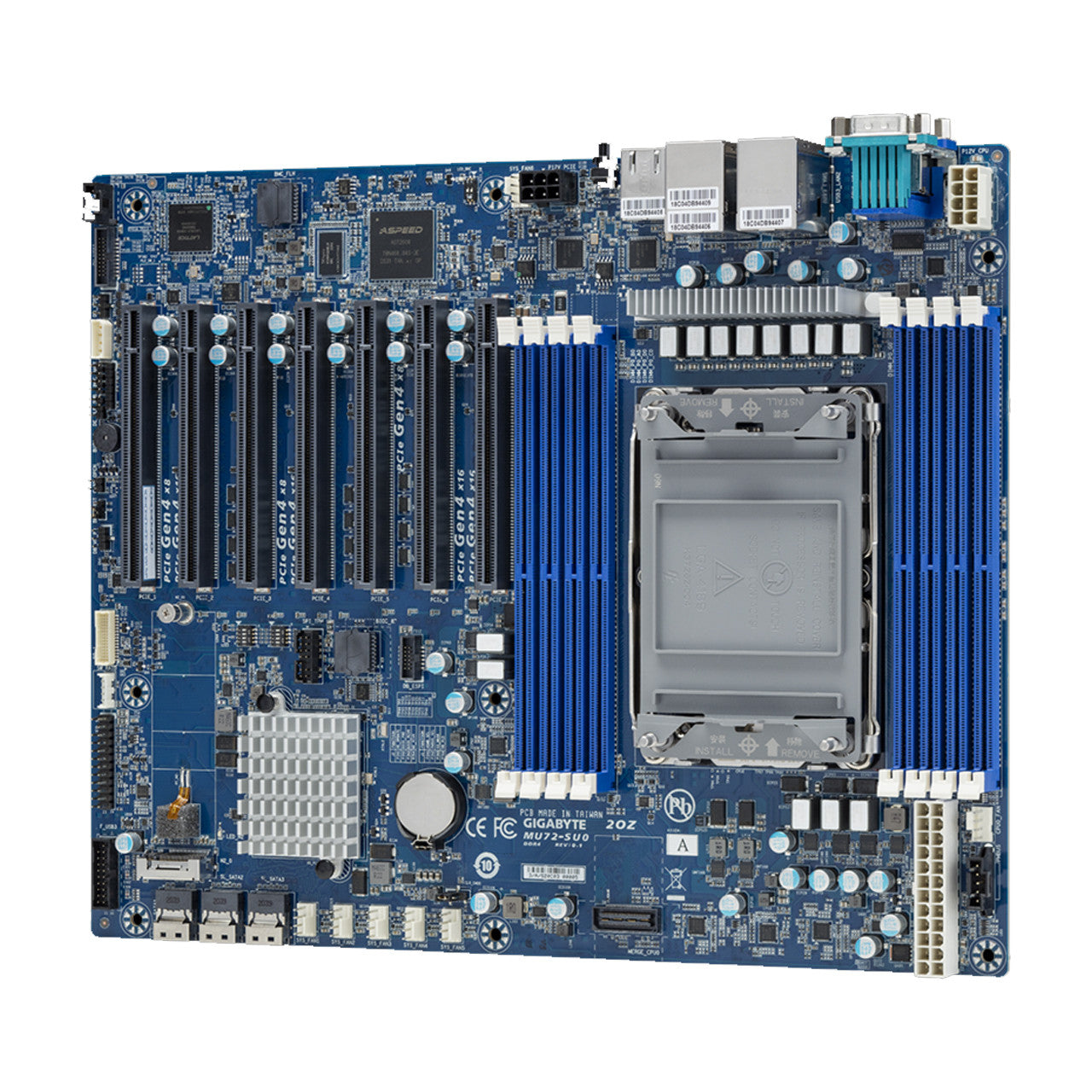 The Gigabyte MC62-G40 Rev. 1.x motherboard is designed for powerful workstation and server environments, supporting AMD EPYC 7002/7003 series processors.