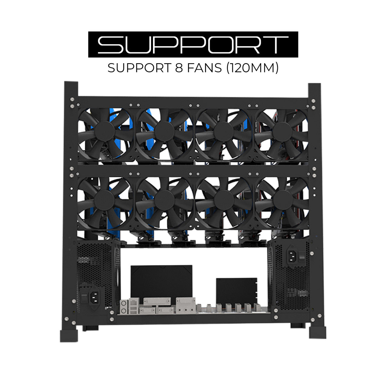 It features a sturdy aluminum frame, providing excellent durability and heat dissipation to optimize mining performance.