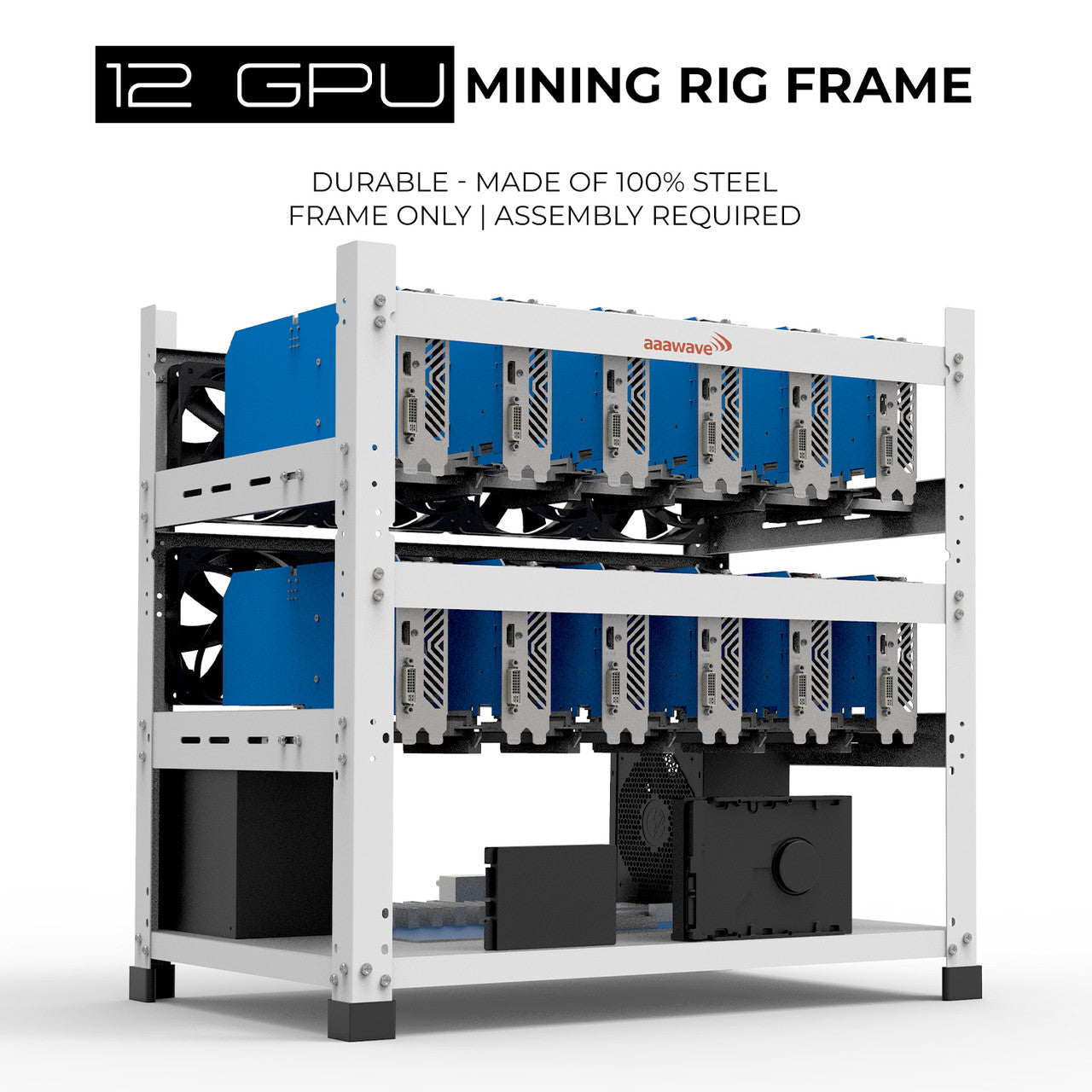 AAAwave 12GPU AI Deep Learning Mining Rig Frame AAAIRMC12WH