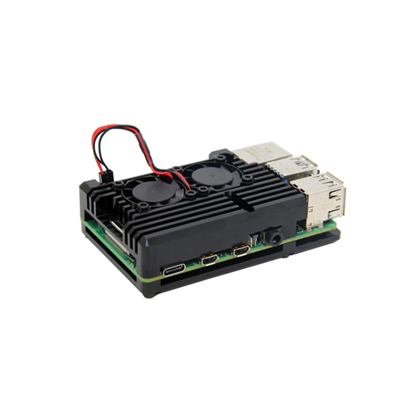 Raspberry Pi ODS675 Aluminum Alloy Case with Dual Fan For Raspberry Pi 4 B Black